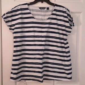 Lands End Large navy white stripe top